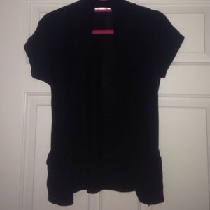 Black Short-Sleeved Cardigan With Pockets