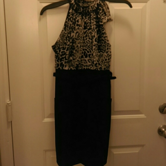 Black and grey leopard print dress