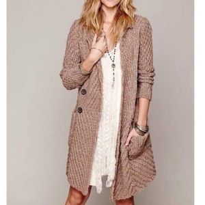 🎉Free People Long Sweater Coat Duster Oatmeal🎉