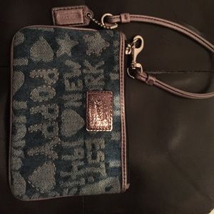 Denim Coach wristlet