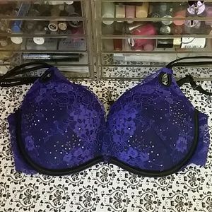 NWOT Purple and black lace, bling bra
