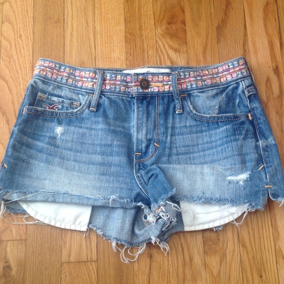 Blue denim high waisted shorts