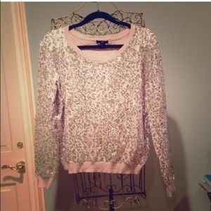 Pink and gold sequined sweater