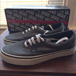 Herringbone Black and True White Vans