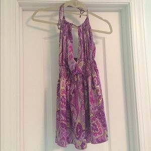 Revolve silk yellow and purple top