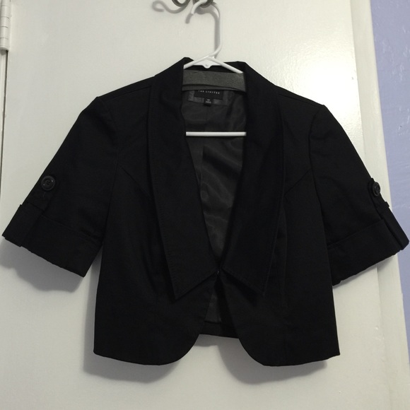 The Limited- Crop Black Cotton Stretch Jacket