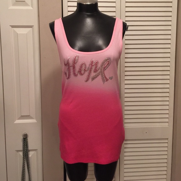 New! Custom rhinestone tank! Breast cancer "HOPE"