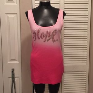 New! Custom rhinestone tank! Breast cancer "HOPE"