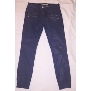 Topshop blue coated low rise Leigh jeans size 26