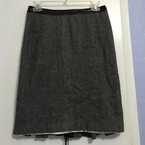 Bebe- Grey Wool Pencil Skirt with Black Snake Trim