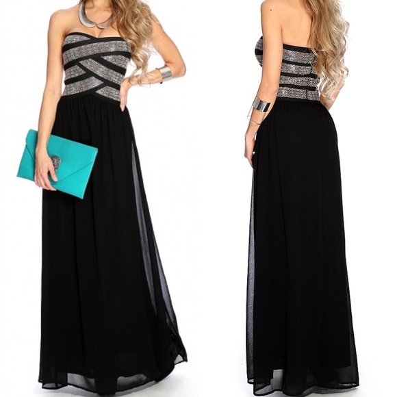 BRAND NEW Studded Black Maxi Dress