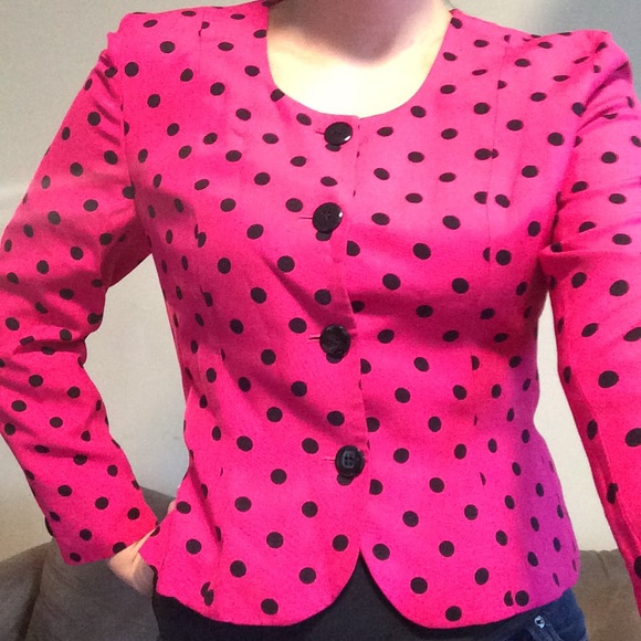 Banging Christian Dior pink black polka dot blazer