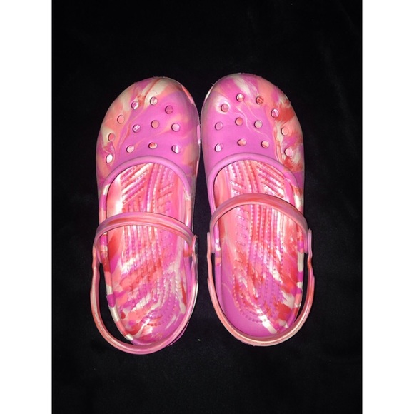 tye-dye Orange and Pink Crocs