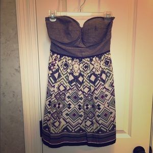 Tribal print strapless dress