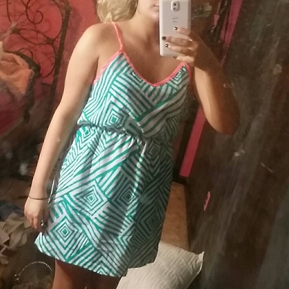 Teal/white/pink dress!