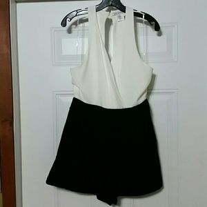 Black and cream romper