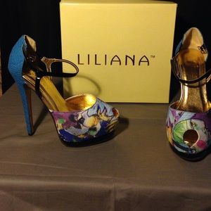 Liliana Bordeaux-37 Printed Peep Toe Heel