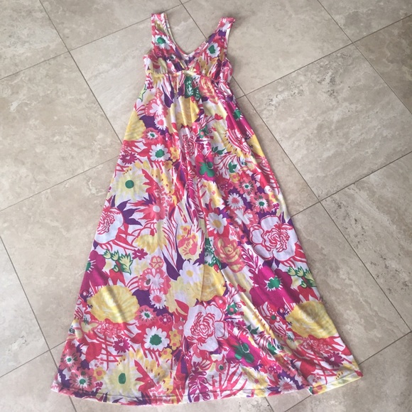 Floral Lush Maxi dress V neck floor length