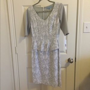 Antonio Melani Short Sleeve Silver Peplum Dress