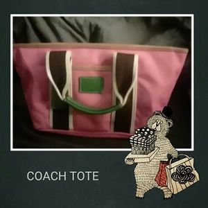 Coach Hamptons Tote in Pink & Green