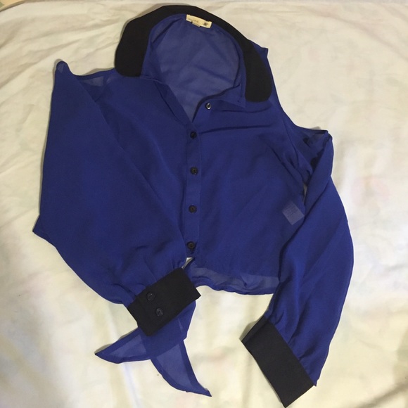 Navy blue, long sleeve blouse