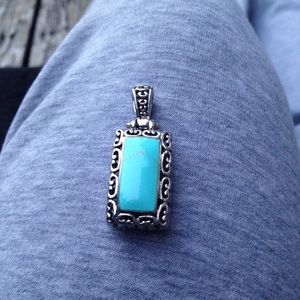 Sterling silver marcasite turquoise pendant.