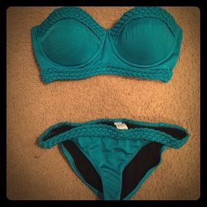 Beautiful Teal braided bathing suit top