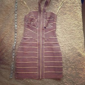 Red cream and blue bandage dress with cutouts!