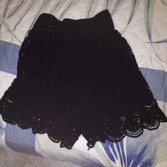 Black Crochet Shorts