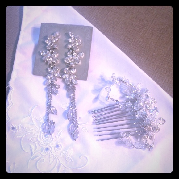 Wedding Earrings and hair pin