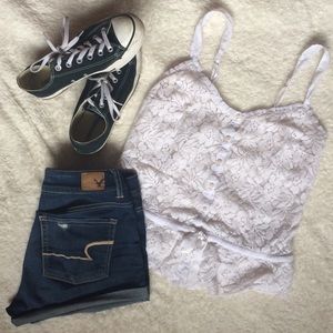 Hollister White Lace Tank