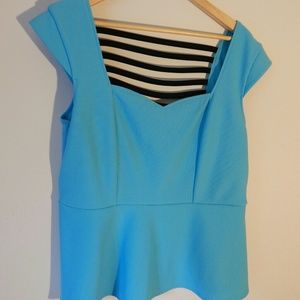 Bright blue peplum with strappy back