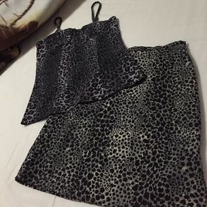 Leopard Print Haul: bustier tank and skirt.