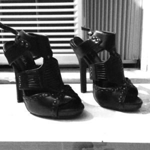Black strap heels