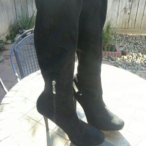 Holiday boots.    Suede black knee high boots