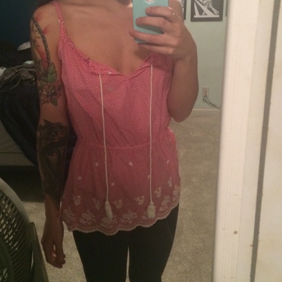 Cute red and white tank