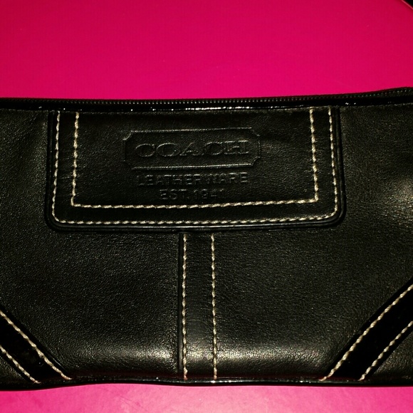 Black  coach leather  wristlet