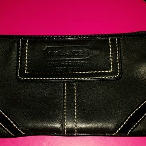Black  coach leather  wristlet