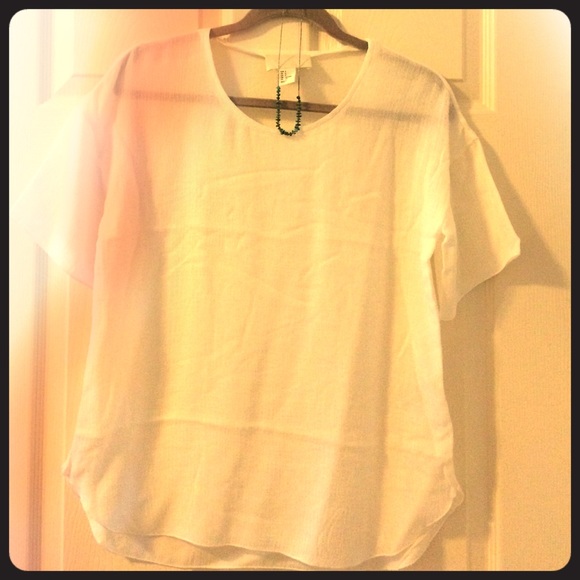 White sheer crepe top