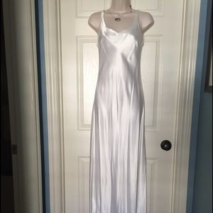 White satin dress with train