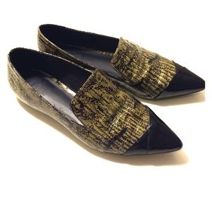 Tibi 'Anya' Pointed Toe Flats in Olive print