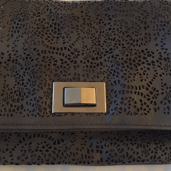 Lace Leather Grey Clutch - Picture 2 of 4