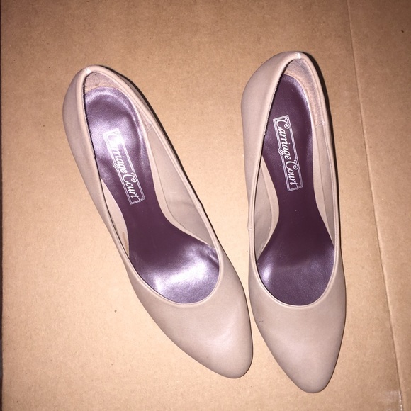 Carriage Court Shoes - Carriage Court Closed-Toe Nude/Taupe Heels
