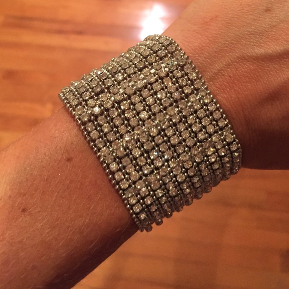 Stunning silver/diamond thick cuff like bracelet!