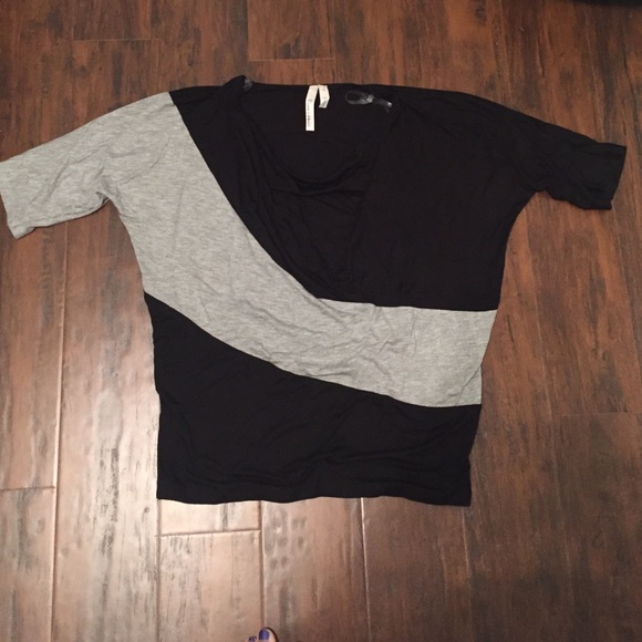 NWOT Slouchy gray and black cowl neck top