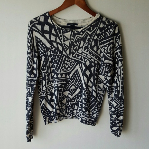 Forever 21 Charcoal & Cream Sweater sz S - Picture 2 of 4