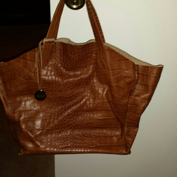 Furla leather  crocodile  print  open tote