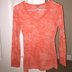 long sleeve orange v-neck  top