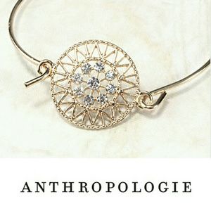 Gold Medallion Wire Statement Bracelet