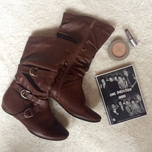 Brown Faux Leather Boots
